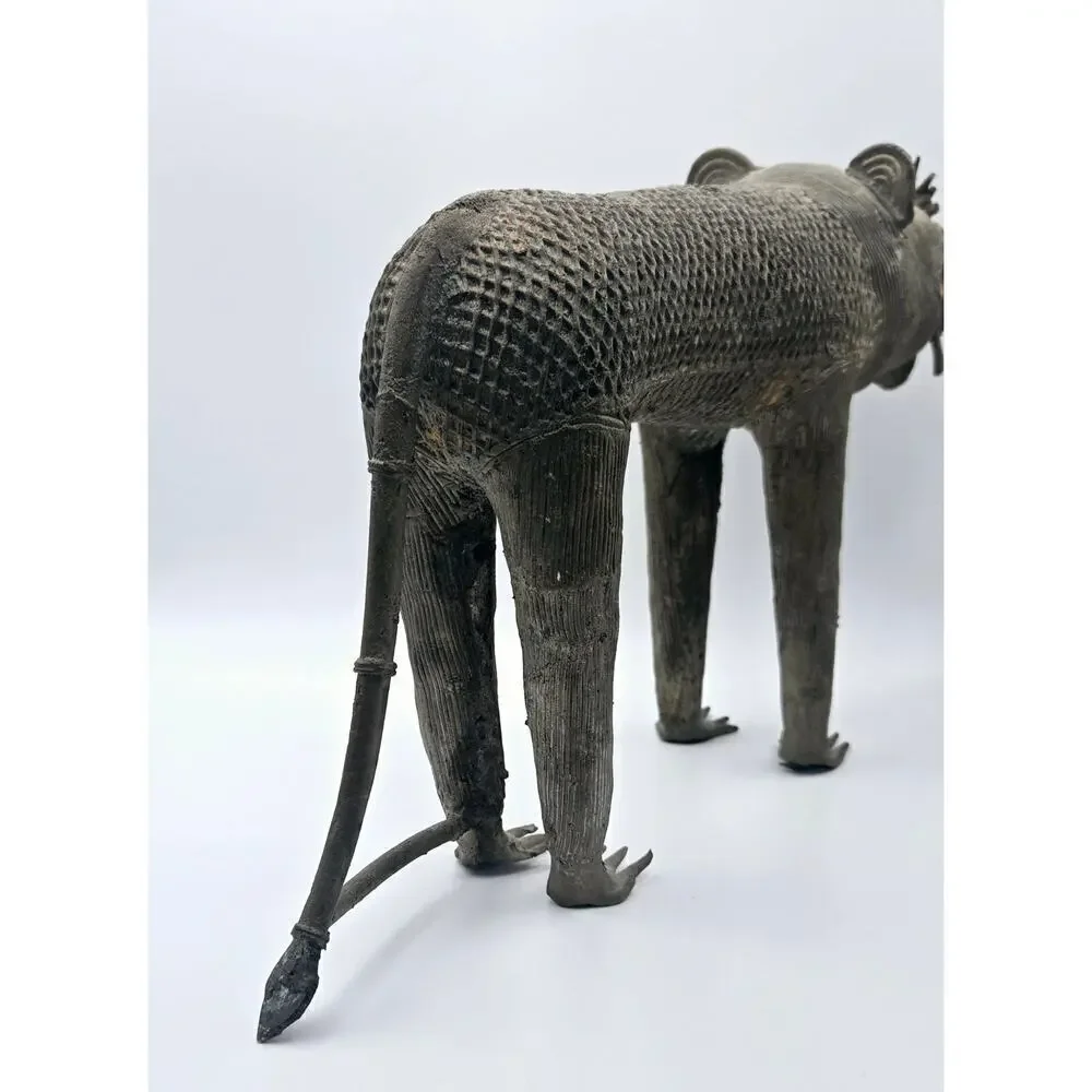 VTG African Rare Vintage Bronze Benin Tiger/Warthog Sculpture - Picture 8 of 15